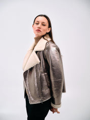 METALLIC SHEARLING JACKET