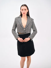 HOUNDSTOOTH CROPPED BLAZER