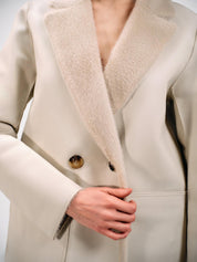 DOUBLE-BREASTED SHEARLING COAT