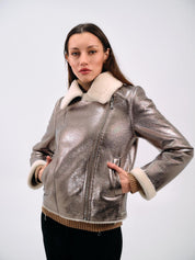 METALLIC SHEARLING JACKET