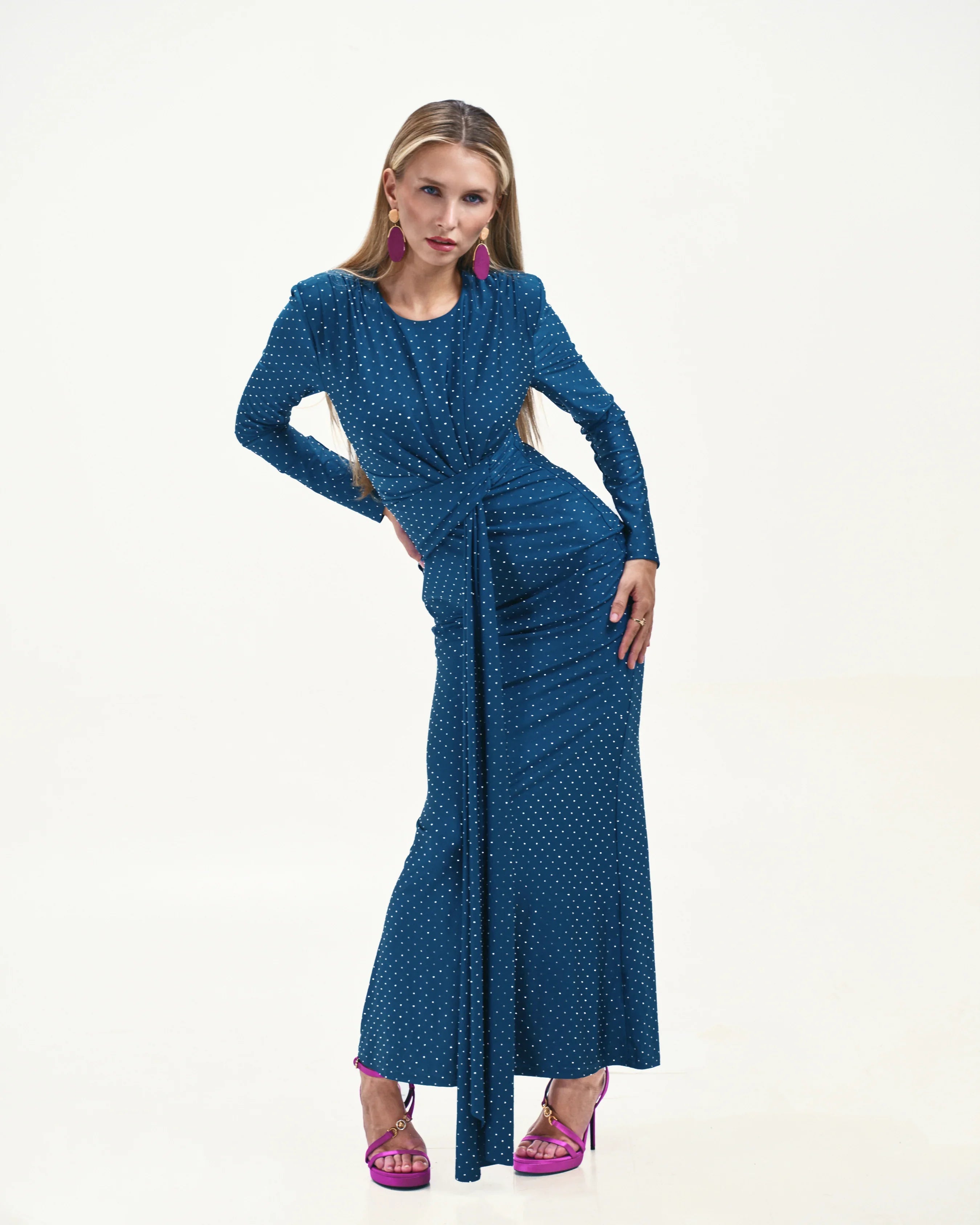 RUCH DRAPED MAXI DRESS