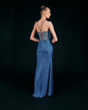 GLITTER CORSET DRAPED GOWN