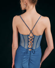 GLITTER CORSET DRAPED GOWN