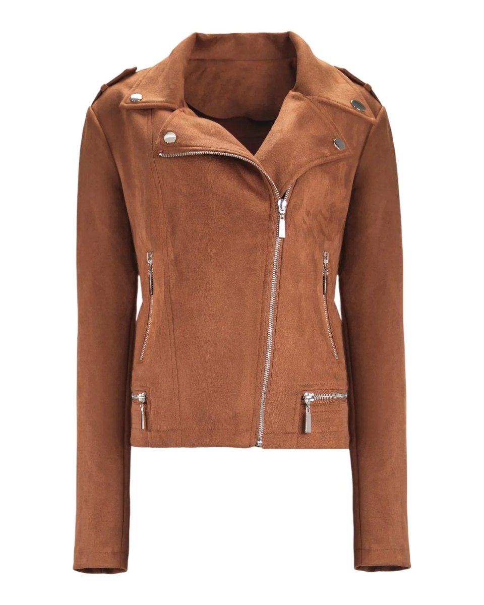 SUEDE ZIP BIKER JACKET - Nakhle.Ets - Jackets