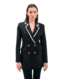 TAILORED CONTRAST-TRIM BLAZER