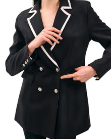 TAILORED CONTRAST-TRIM BLAZER