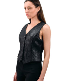 TEXTURED BUTTON-UP VEST
