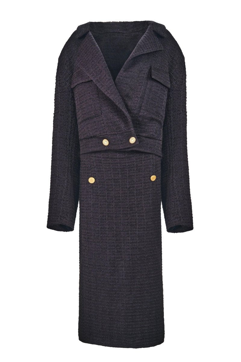 TEXTURED DOUBLE - BREASTED COAT - Nakhle.Ets - ensemble