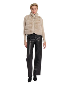 TEXTURED FAUX FUR VEST