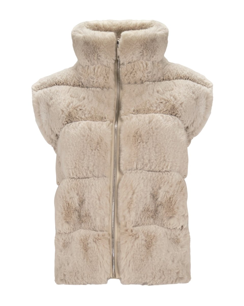 TEXTURED FAUX FUR VEST