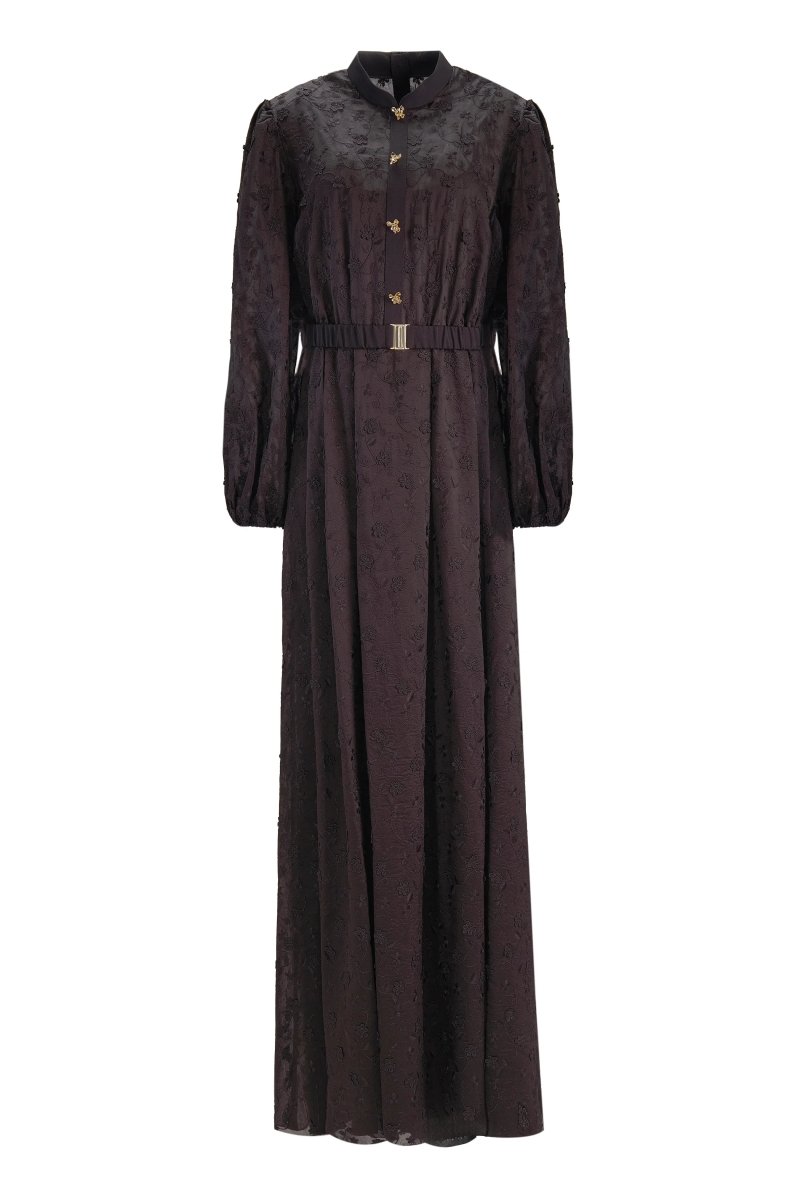 TEXTURED FLORAL MAXI DRESS - Nakhle.Ets - Dresses