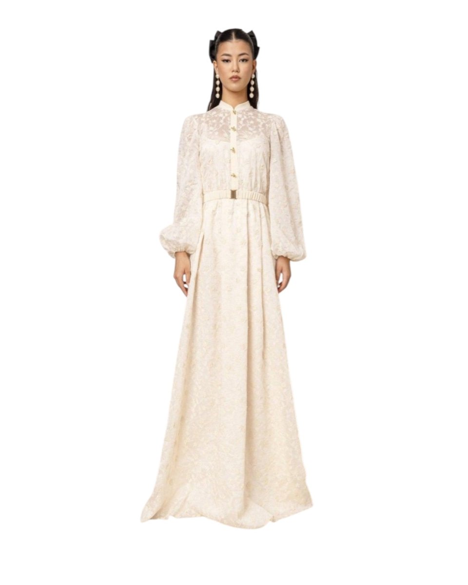 TEXTURED FLORAL MAXI DRESS - Nakhle.Ets - Dresses