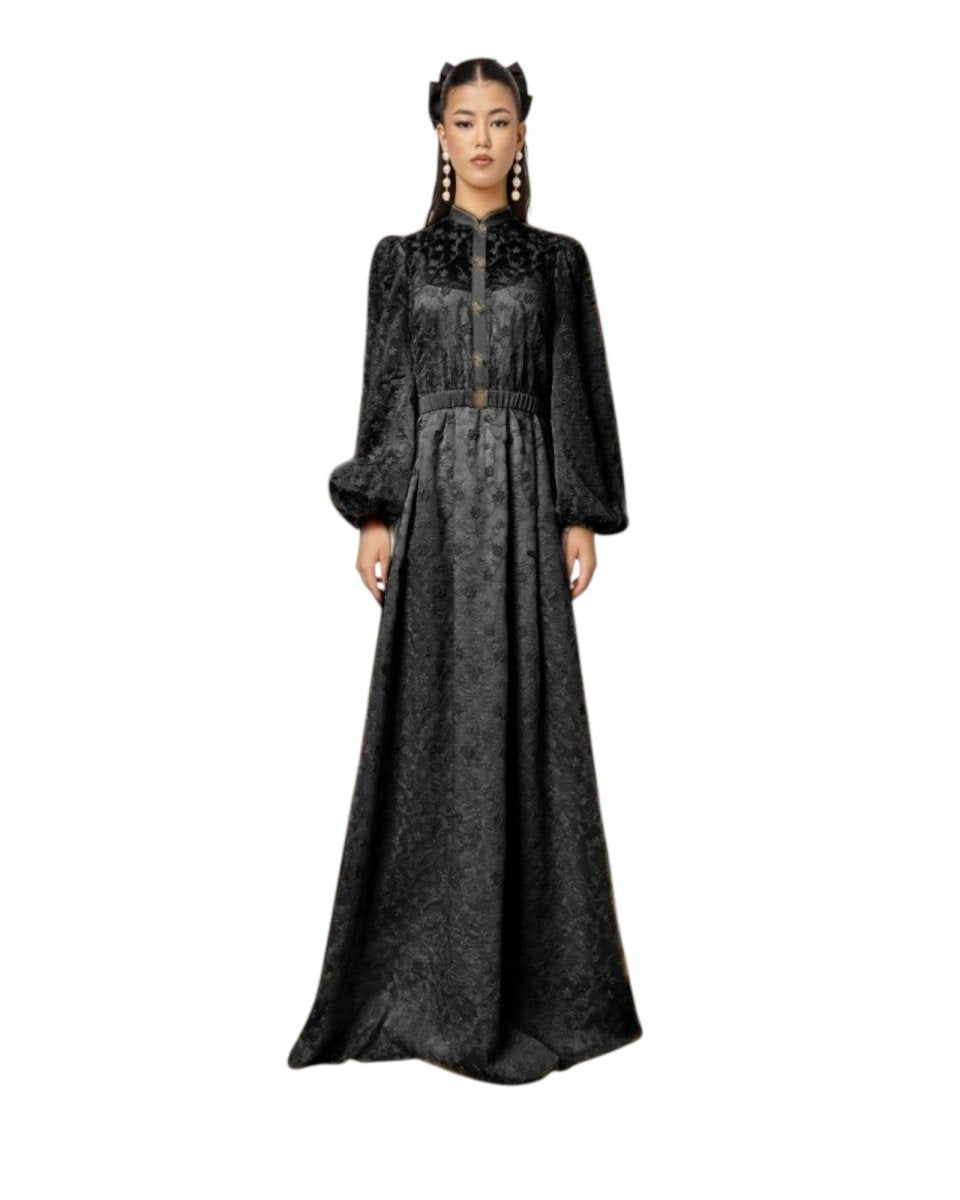 TEXTURED FLORAL MAXI DRESS - Nakhle.Ets - Dresses