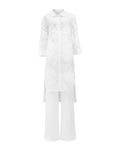 TEXTURED SHIRT AND WIDE - LEG PANTS SET - Nakhle.Ets - ensemble