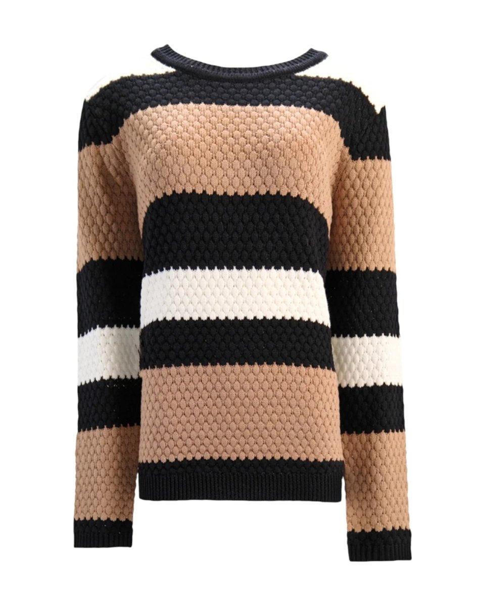 TEXTURED STRIPED KNIT SWEATER - Nakhle.Ets - Sweaters
