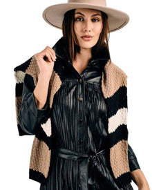 TEXTURED STRIPED KNIT SWEATER
