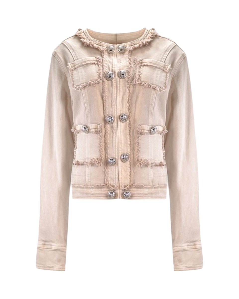 TEXTURED TWEED-STYLE DENIM JACKET