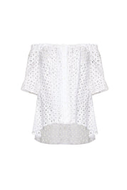 Eyelet Button-Down Top