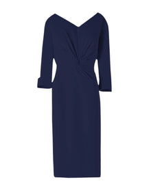 TWIST-FRONT MIDI SHEATH DRESS