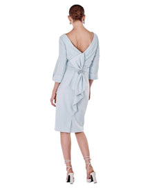 TWIST-FRONT MIDI SHEATH DRESS