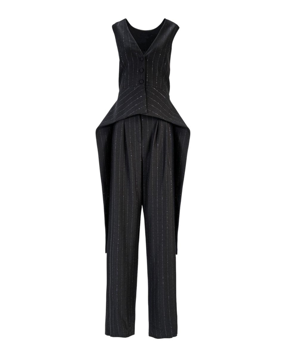 TWO - PIECE PINSTRIPE VEST & PANTS SET