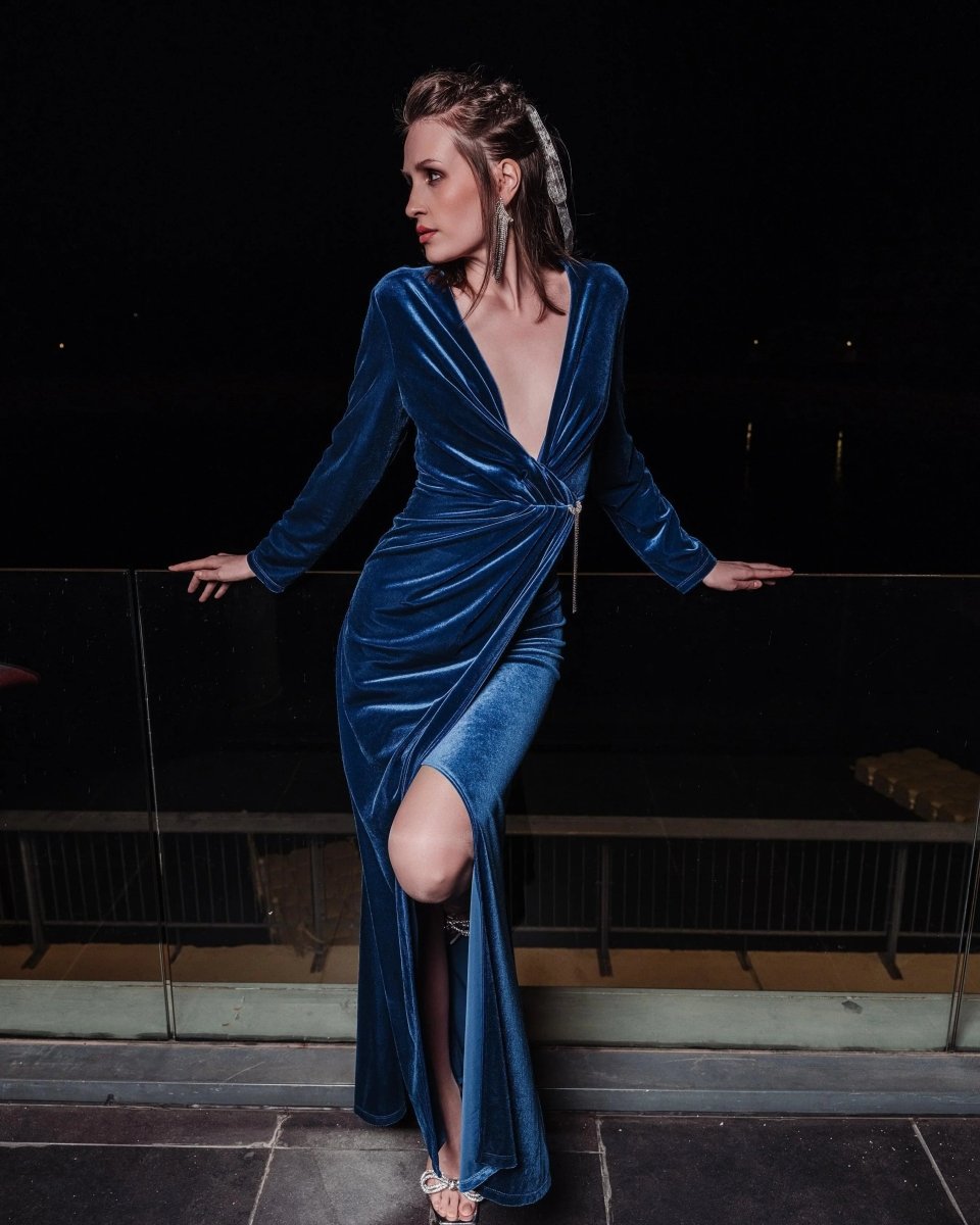 VELVET DRAPE GOWN