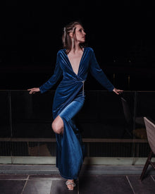 VELVET DRAPE GOWN