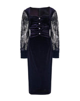 VELVET DRESS WITH LACE DETAILING