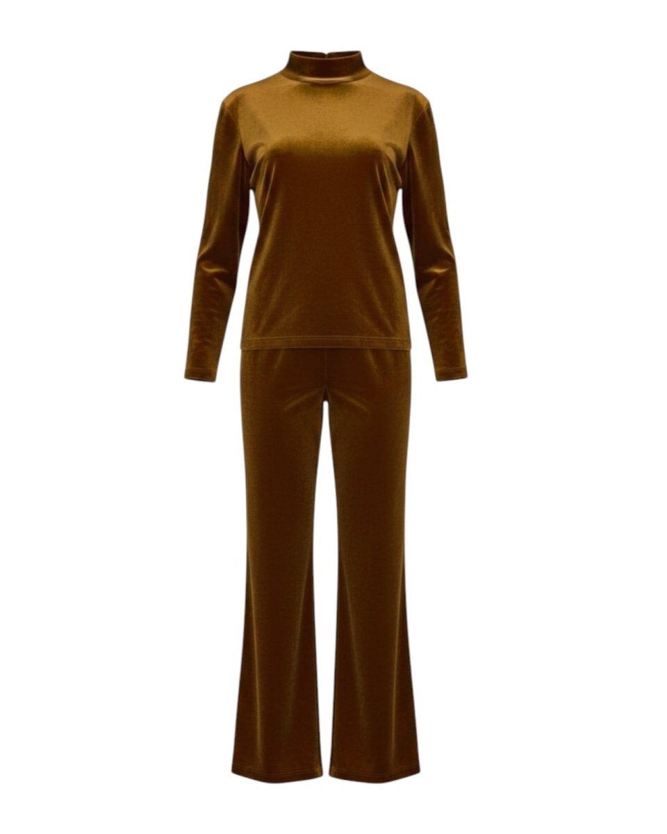 VELVET HIGH-NECK TWO-PIECE SET