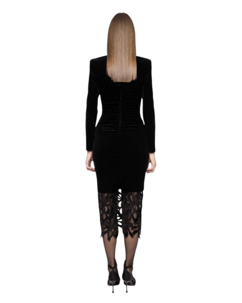 VELVET LACE MIDI DRESS - Nakhle.Ets - Dresses