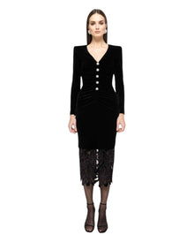 VELVET LACE MIDI DRESS