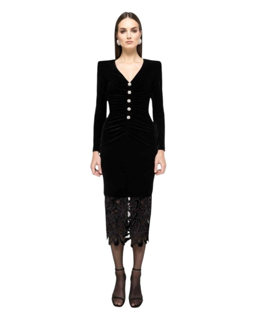 VELVET LACE MIDI DRESS - Nakhle.Ets - Dresses