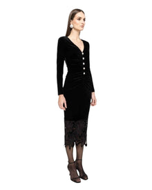 VELVET LACE MIDI DRESS