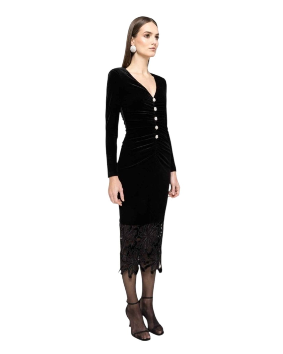 VELVET LACE MIDI DRESS - Nakhle.Ets - Dresses
