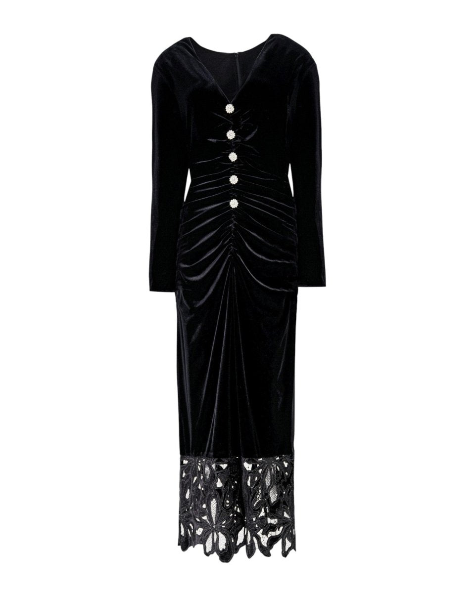 VELVET LACE MIDI DRESS - Nakhle.Ets - Dresses