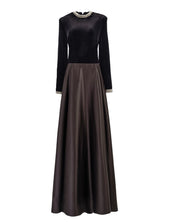 VELVET SATIN EVENING GOWN - Nakhle.Ets - Dresses