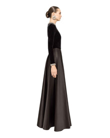 VELVET SATIN EVENING GOWN