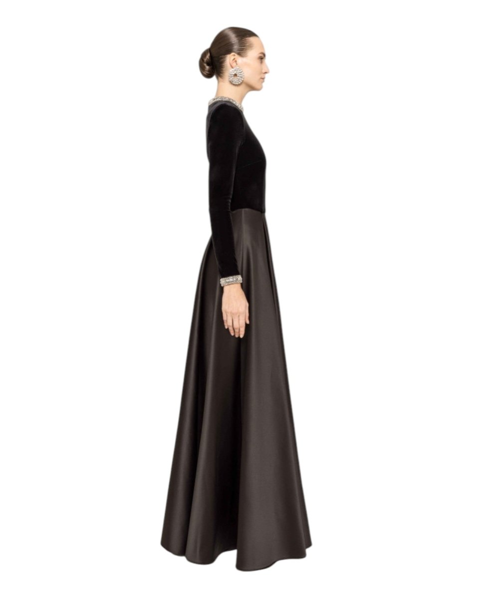 VELVET SATIN EVENING GOWN - Nakhle.Ets - Dresses