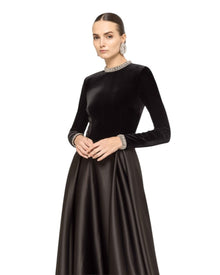VELVET SATIN EVENING GOWN