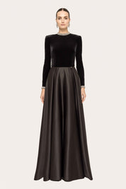 VELVET SATIN EVENING GOWN