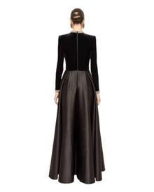 VELVET SATIN EVENING GOWN
