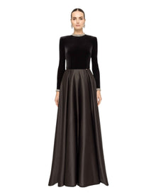 VELVET SATIN EVENING GOWN
