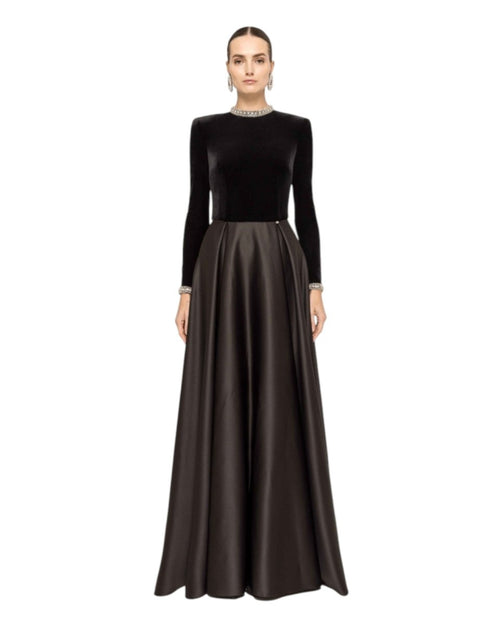 VELVET SATIN EVENING GOWN - Nakhle.Ets - Dresses