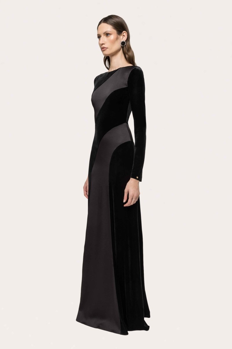 VELVET SATIN LONG GOWN