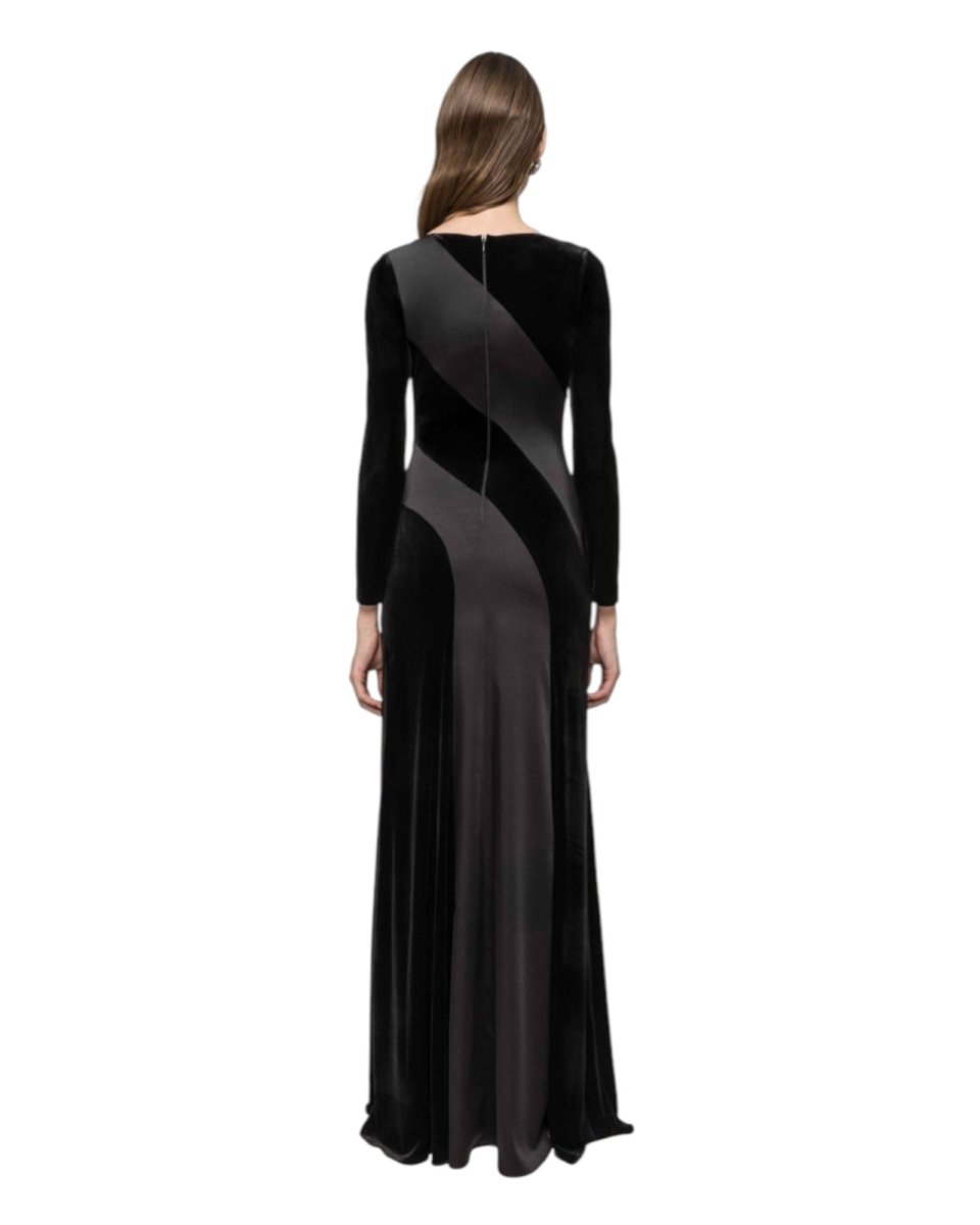 VELVET SATIN LONG GOWN - Nakhle.Ets - Dresses