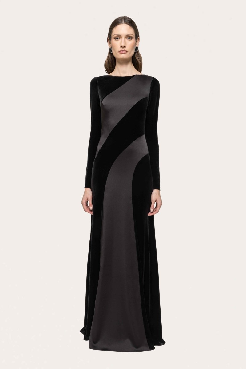 VELVET SATIN LONG GOWN