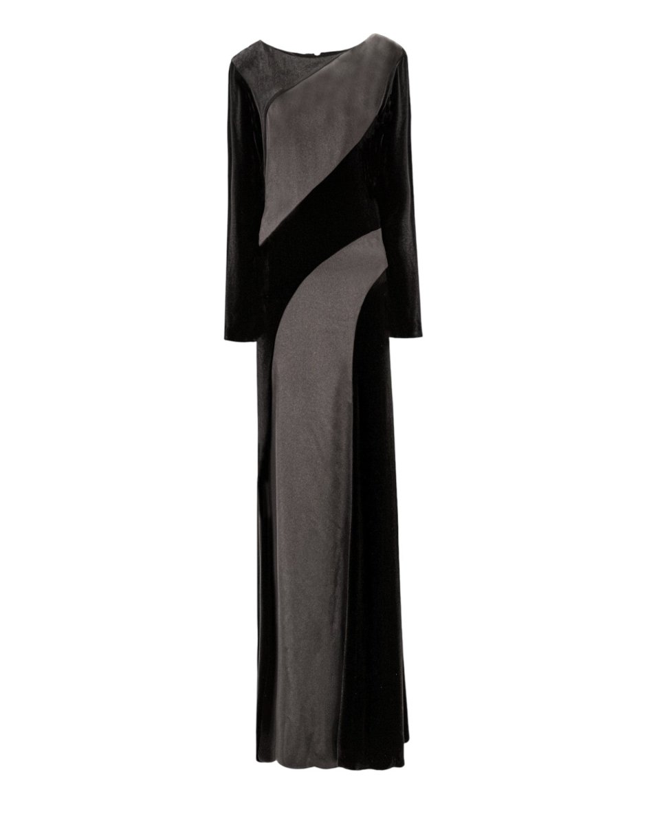 VELVET SATIN LONG GOWN - Nakhle.Ets - Dresses