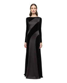 VELVET SATIN LONG GOWN