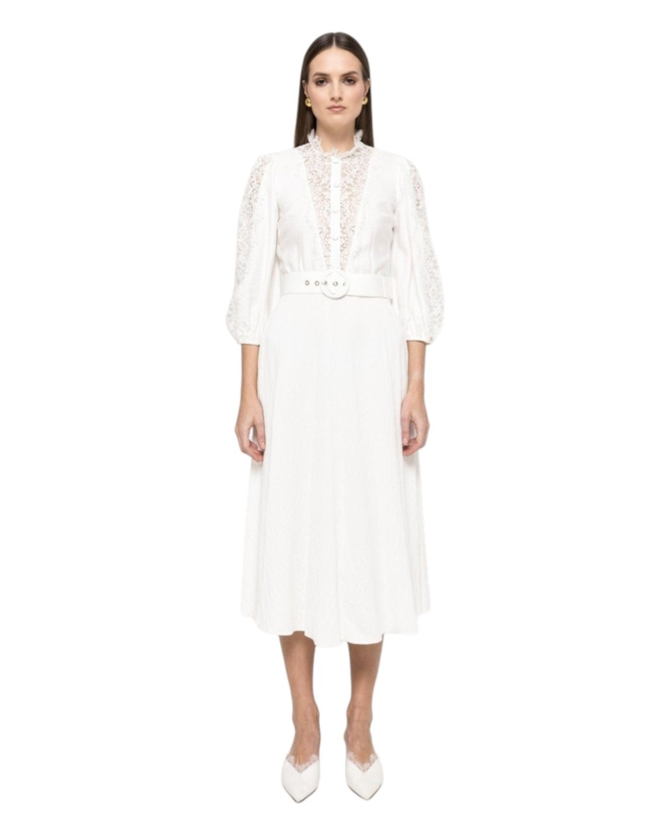 VINTAGE LACE EMBELLISHED MIDI DRESS