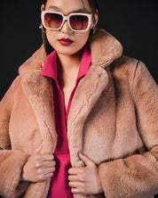 Classic Faux-Fur Coat with Notch Lapel